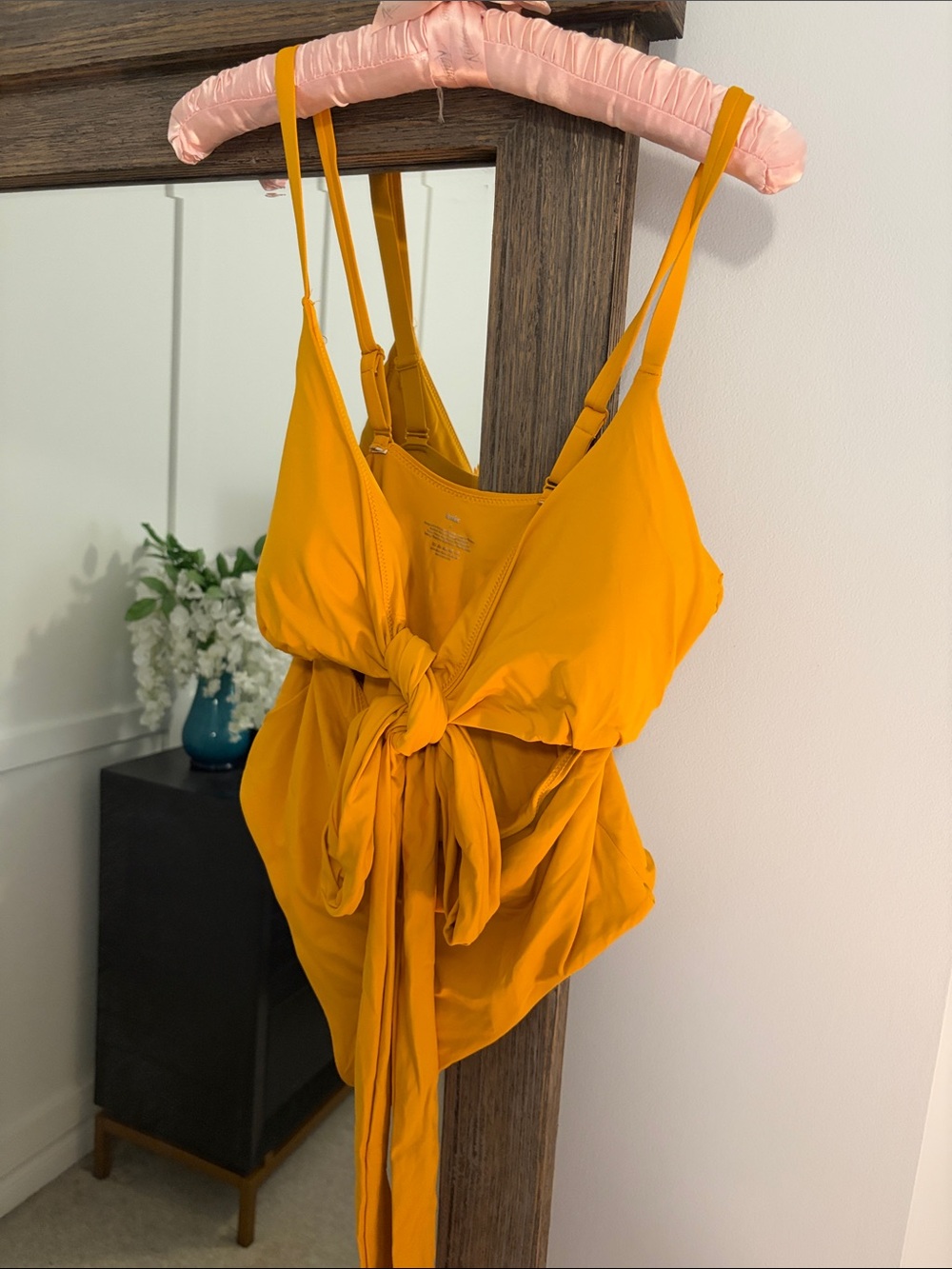 knix One-Piece Swimsuit in Mustard with Front Tie